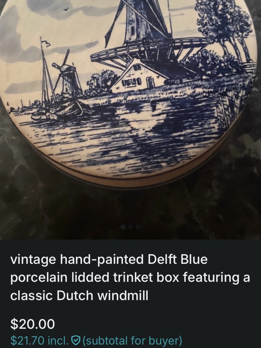 Hand-Painted Delft-Style Porcelain Trinket Box - Blue
